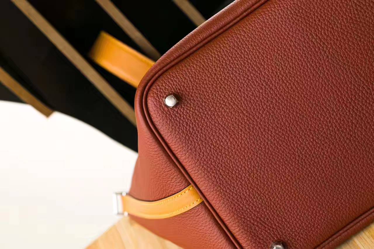 爱马仕水桶包 Hermes Picotin 22cm 菜篮子包C古铜色拼9V太阳黄