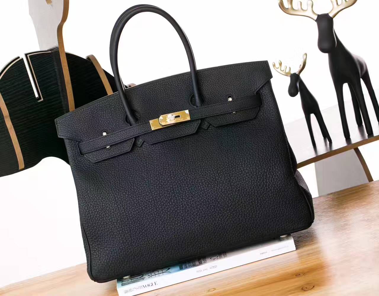 爱马仕铂金包 Hermes 黑色原厂Togo牛皮Birkin女包 25/30/35/40cm