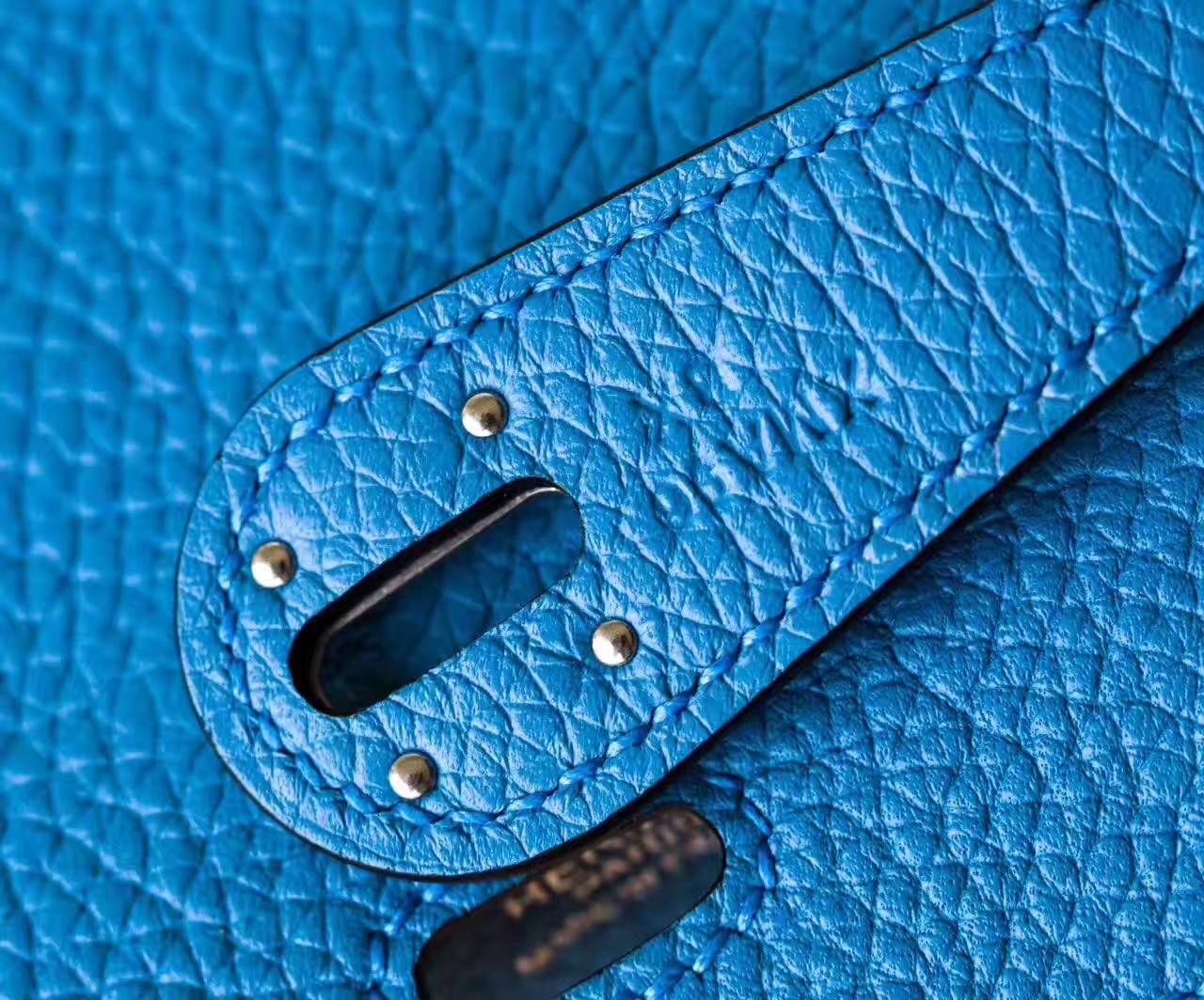 Hermes Lindy 26cm 爱马仕2T天堂蓝原厂TC牛皮琳迪包 银扣