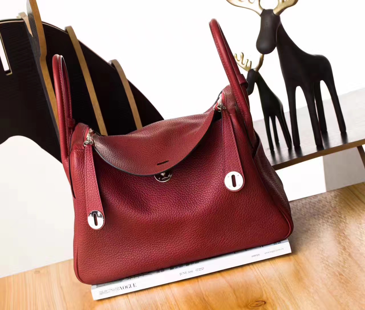 爱马仕Lindy包包 Hermes 55爱马仕红原厂TC牛皮琳迪包30cm