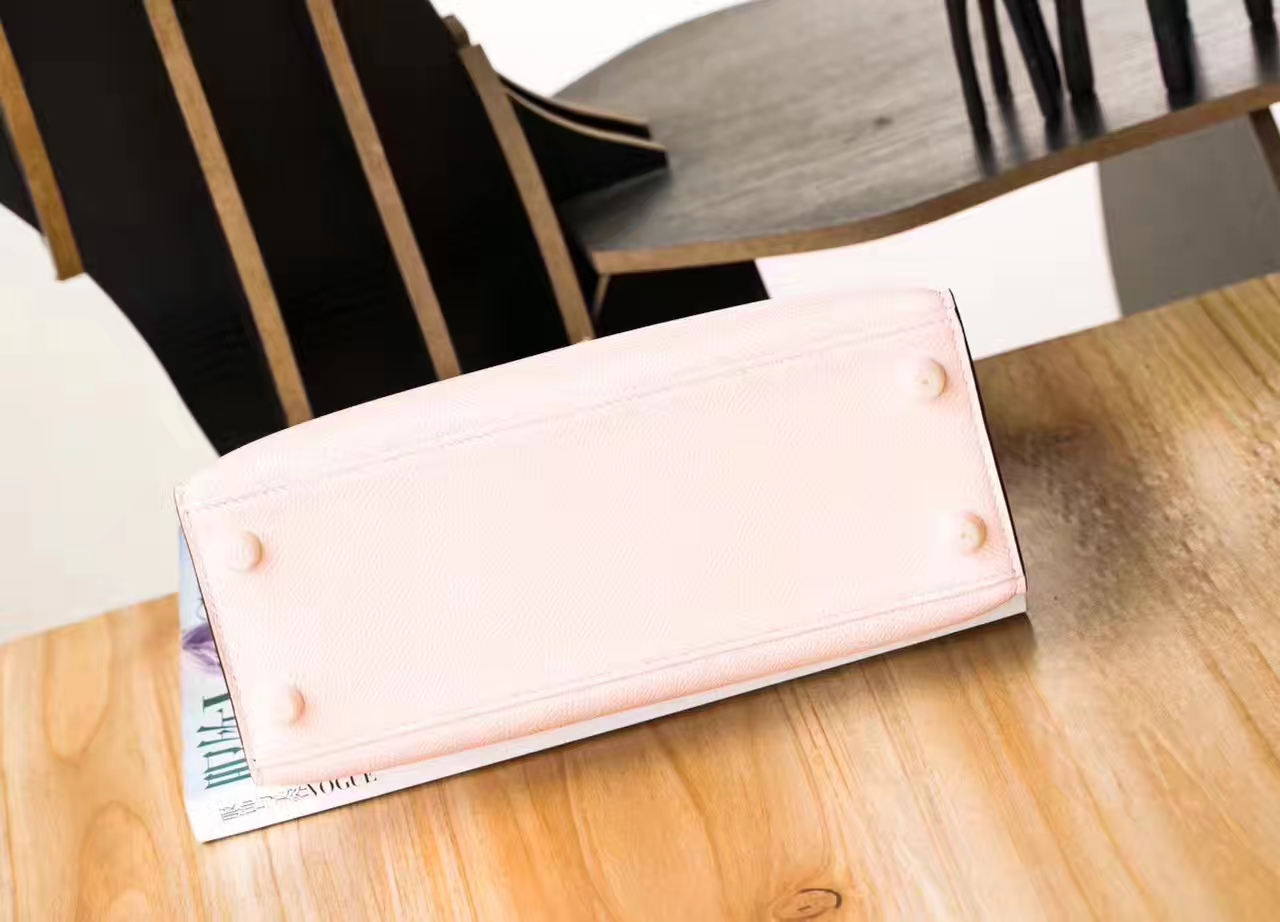 爱马仕凯莉包价格 Hermes Kelly 25cm 蔷薇粉原厂epsom牛皮 银扣