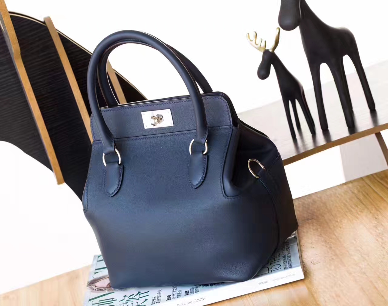 Hermes Toolbox 20cm 爱马仕CK73宝石蓝原厂swift牛皮牛奶包