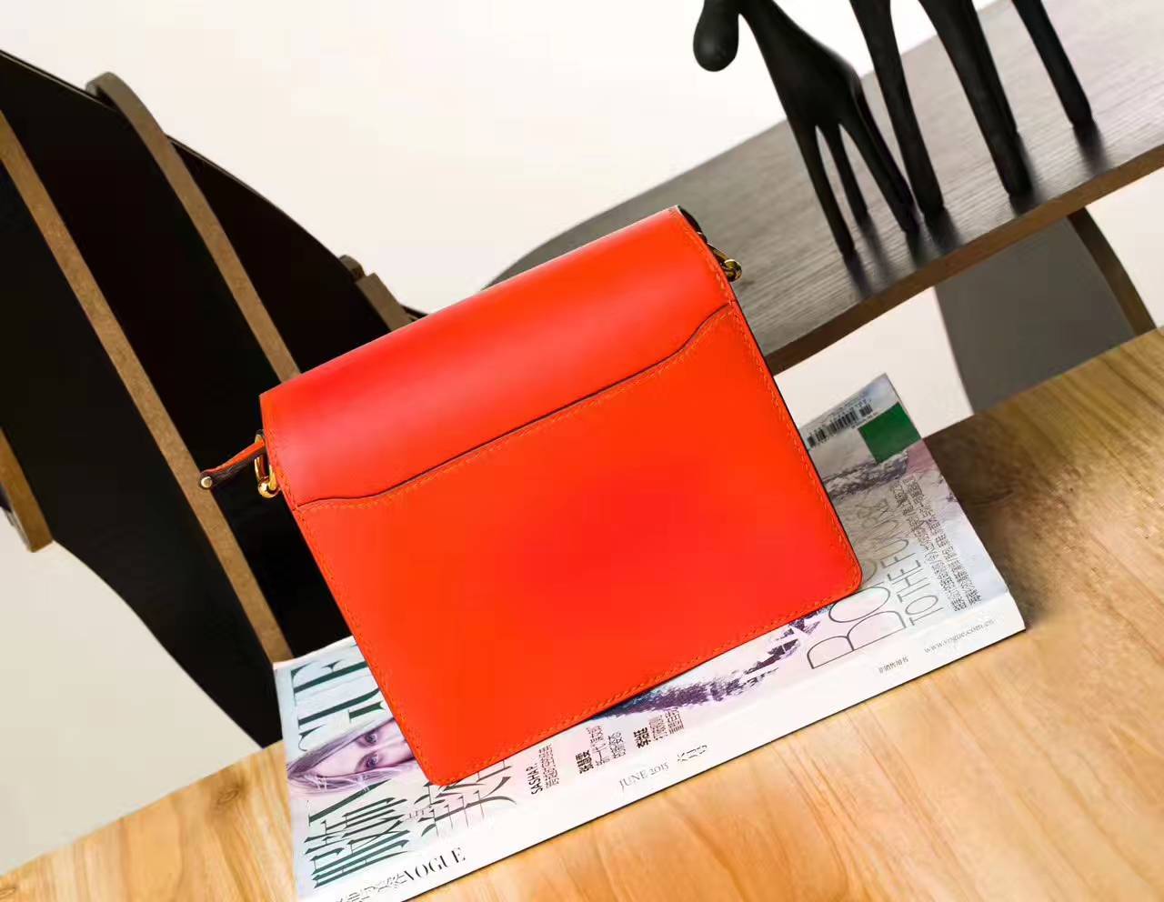 爱马仕女包批发 Hermes Roulis 19cm 艳橙色原厂Swift牛皮猪鼻子包
