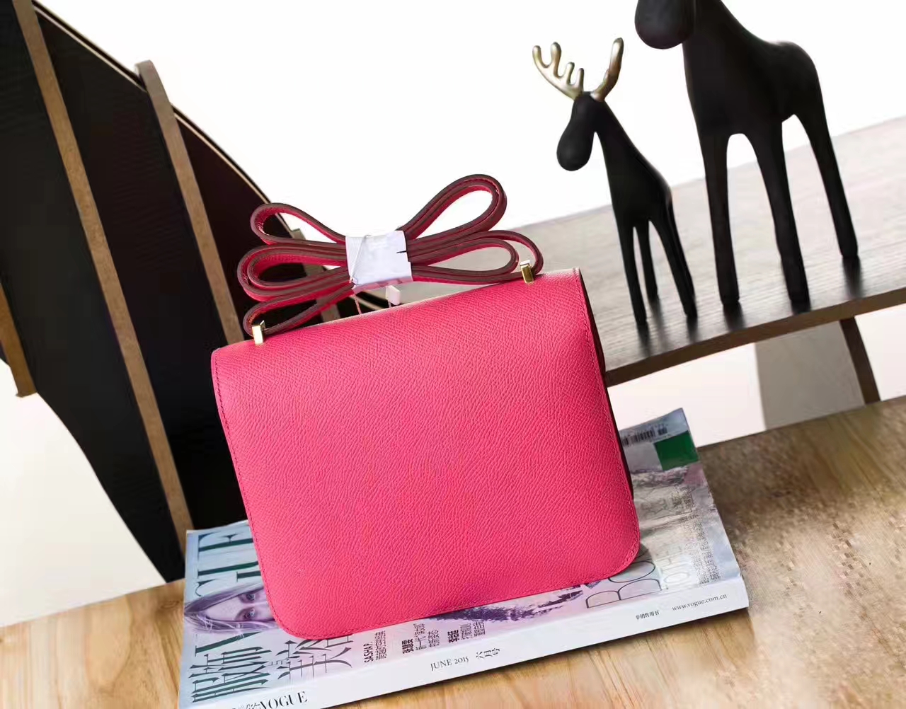 爱马仕空姐包尺寸 Hermes Constance 18cm 8W唇膏粉原厂Epsom牛皮