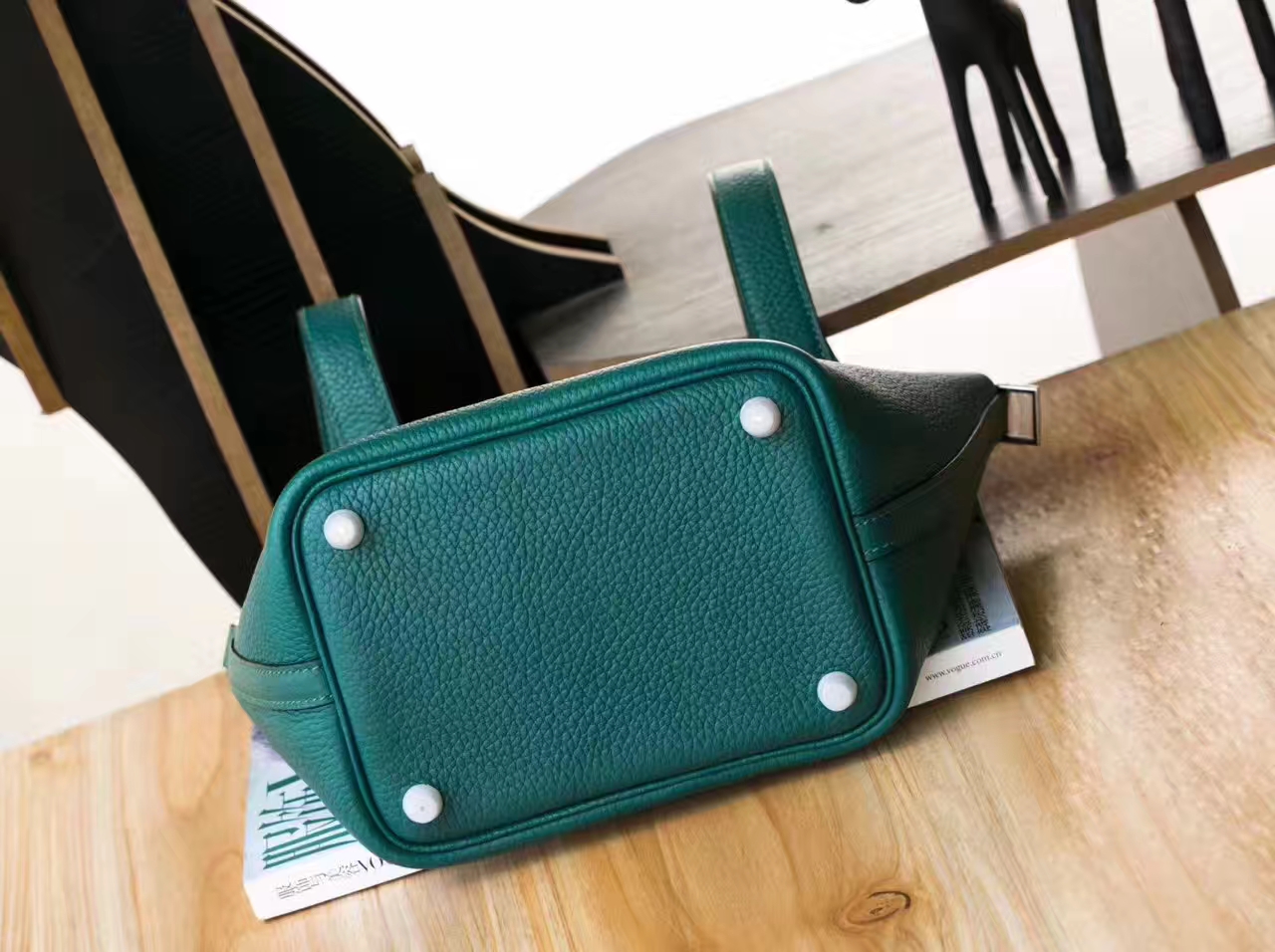 爱马仕女包价格 Hermes Z6孔雀绿原厂TC牛皮 Picotin水桶包18cm