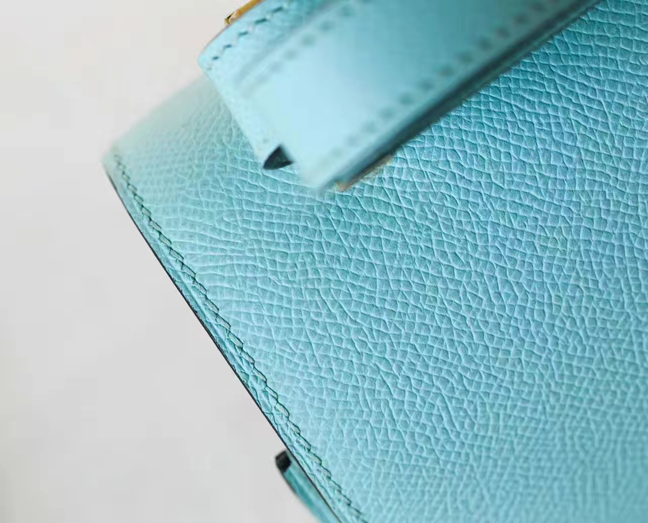 Hermes Constance 19cm 爱马仕3P马卡龙蓝原厂Epsom皮空姐包 金扣