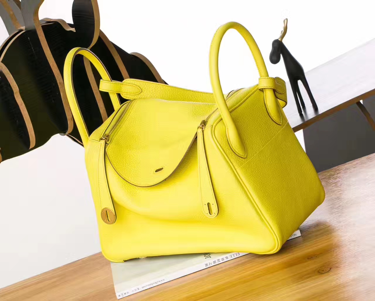 Hermes Lindy 30cm 爱马仕9H柠檬黄原厂TC牛皮琳迪包 金扣