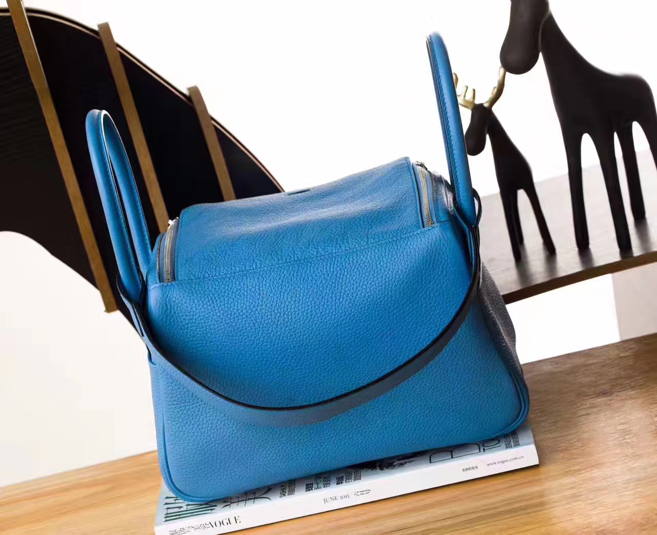 Hermes Lindy 26cm 爱马仕2T天堂蓝原厂TC牛皮琳迪包 银扣