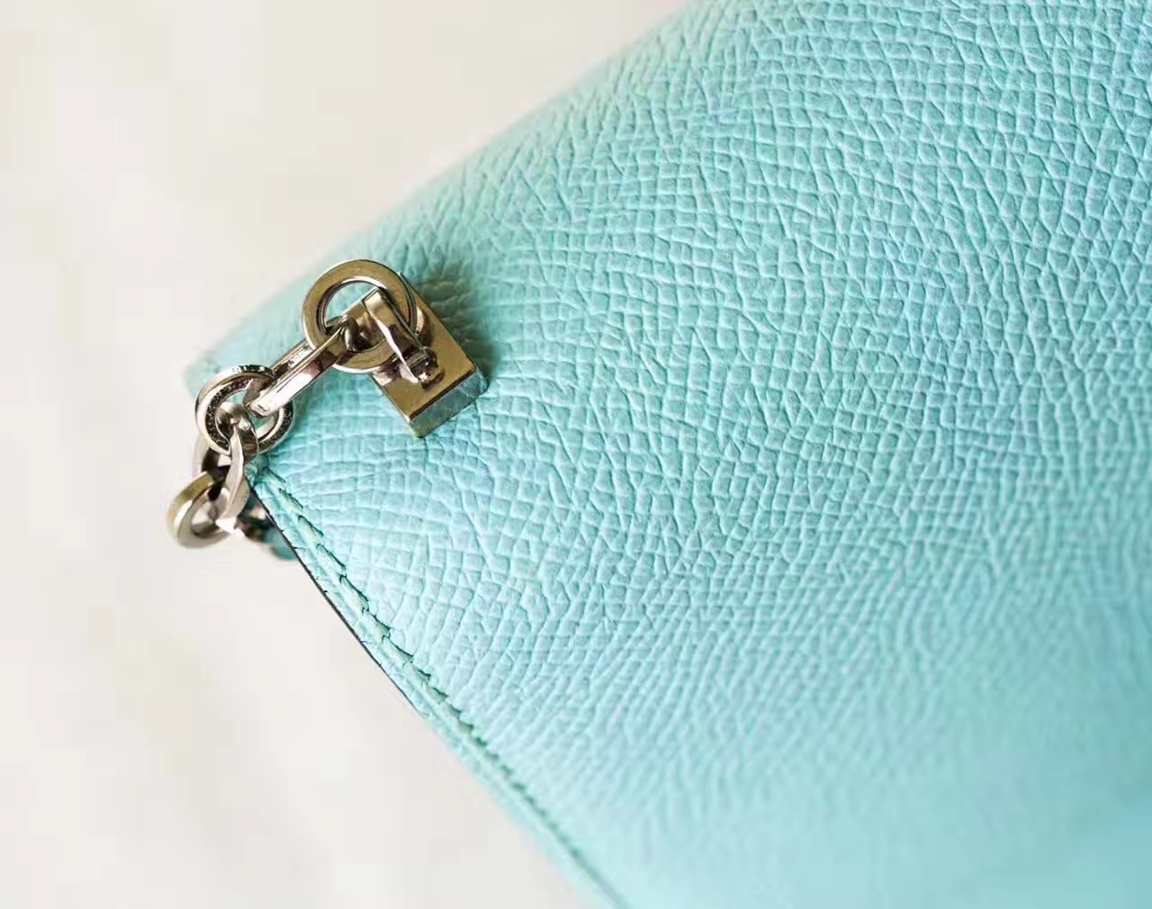 爱马仕机关枪包 Hermes Verrou 17cm 3P马卡龙蓝原厂Epsom牛皮
