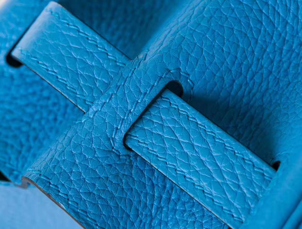 爱马仕Birkin女包 Hermes 2T天堂蓝原厂TC牛皮铂金包30cm 金扣