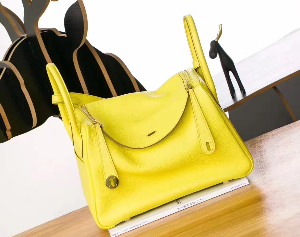 Hermes Lindy 30cm 爱马仕9H柠檬黄原厂TC牛皮琳迪包 金扣