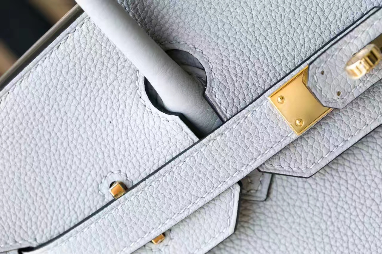 Hermes 8U冰川蓝原厂Togo牛皮 爱马仕Birkin30铂金包 金扣