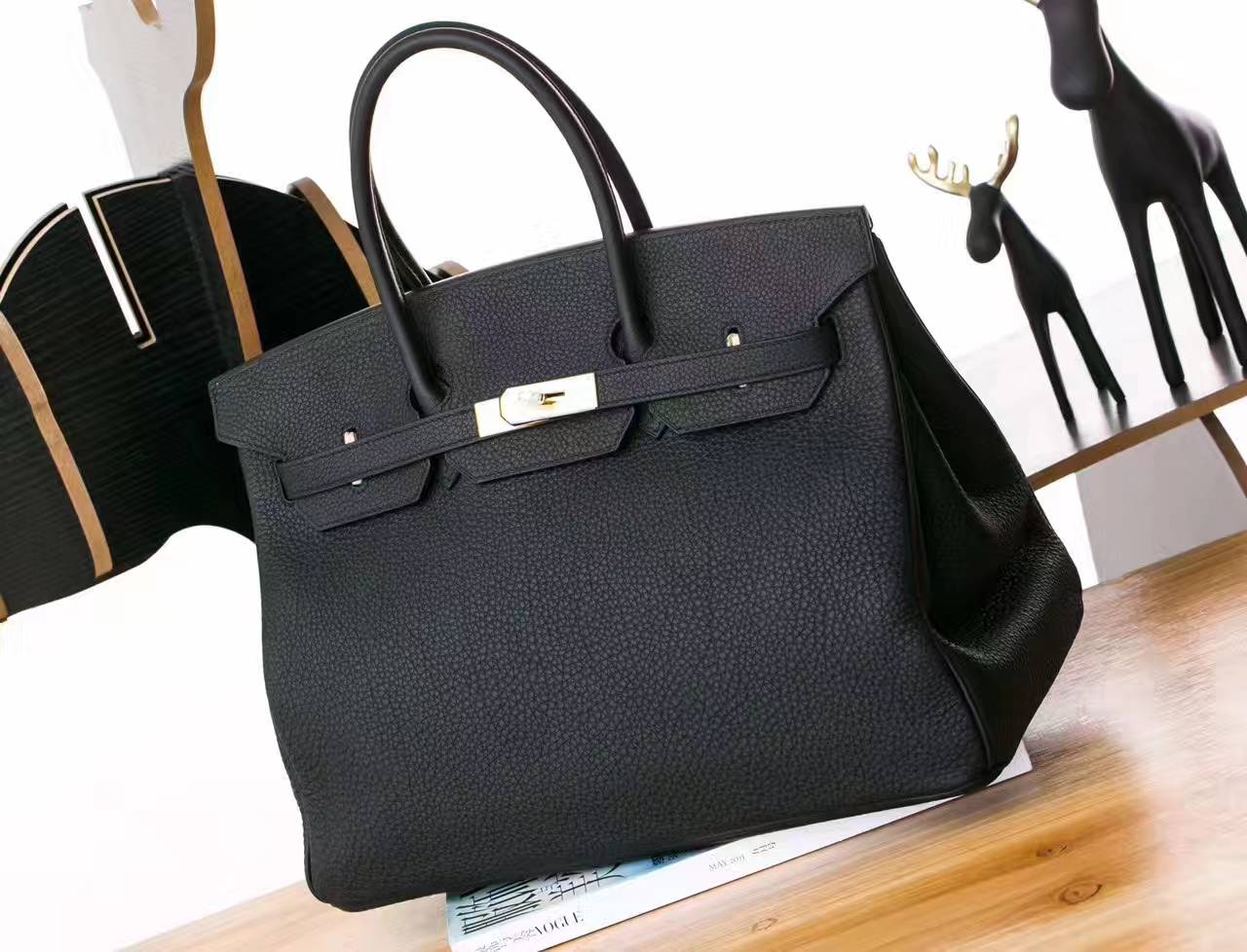 爱马仕铂金包 Hermes 黑色原厂Togo牛皮Birkin女包 25/30/35/40cm