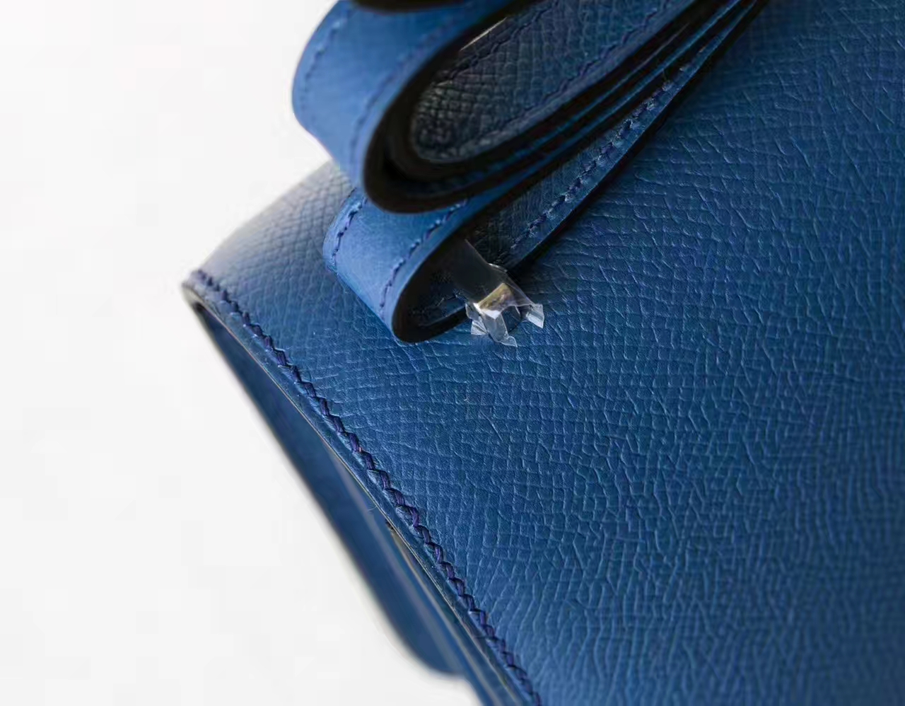 爱马仕康斯坦包 Hermes Constance18cm CK73宝石蓝Epsom牛皮 银扣