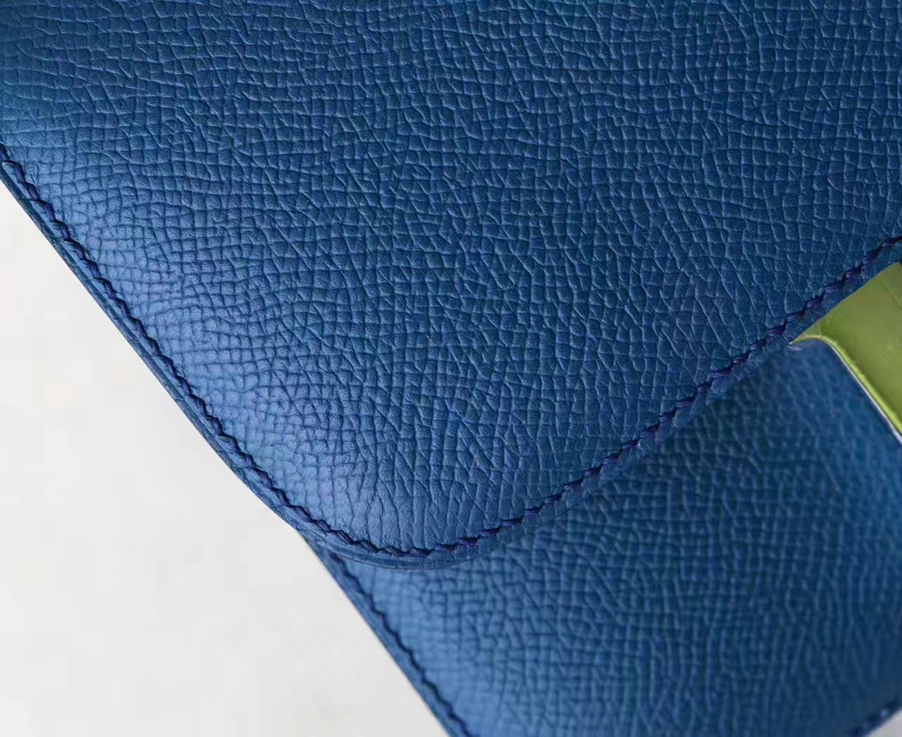 爱马仕康斯坦包 Hermes Constance18cm CK73宝石蓝Epsom牛皮 银扣