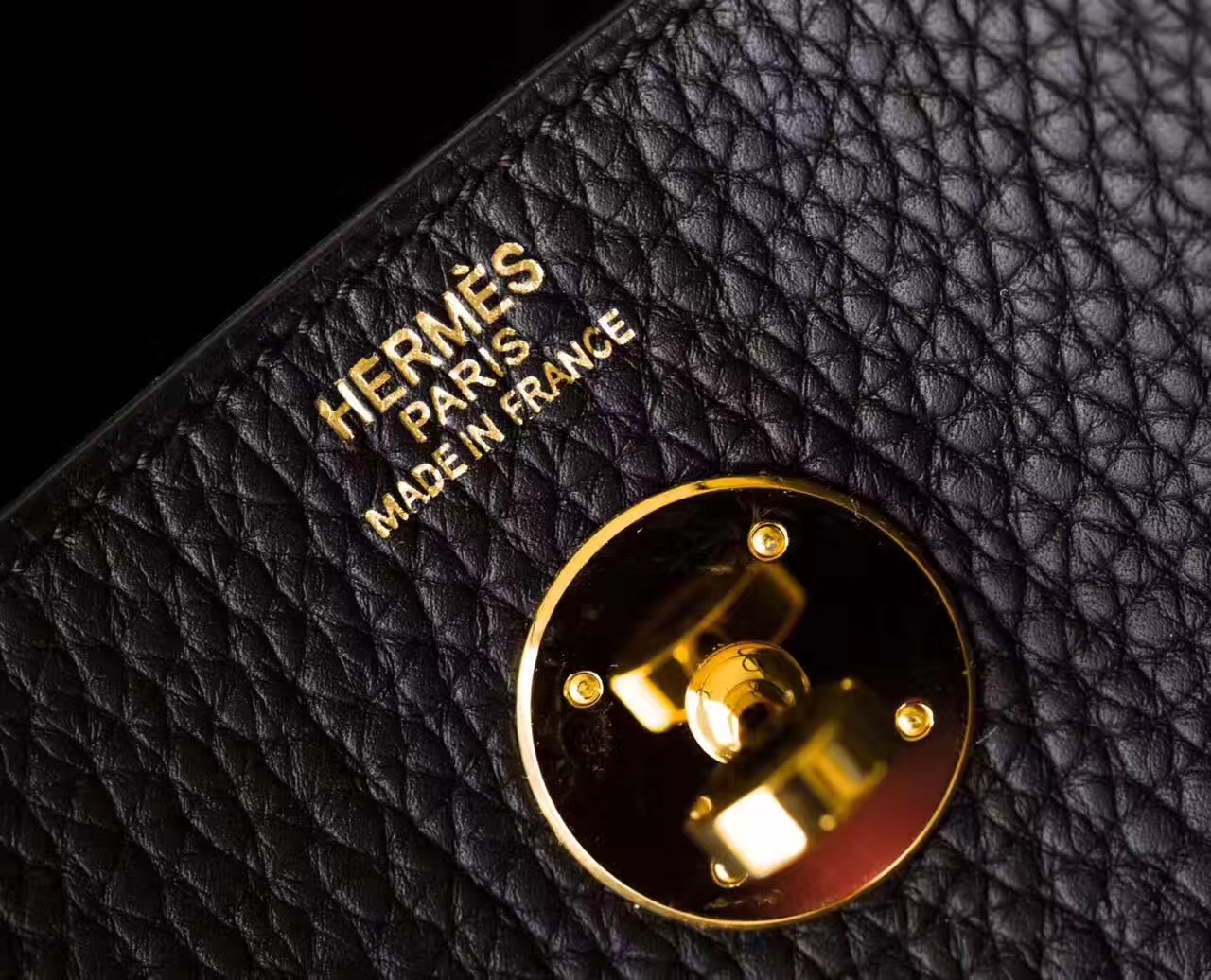 Hermes包包官网 爱马仕黑色原厂Togo牛皮琳迪包Lindy30cm