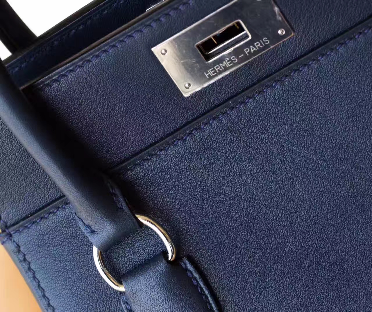 Hermes Toolbox 20cm 爱马仕CK73宝石蓝原厂swift牛皮牛奶包