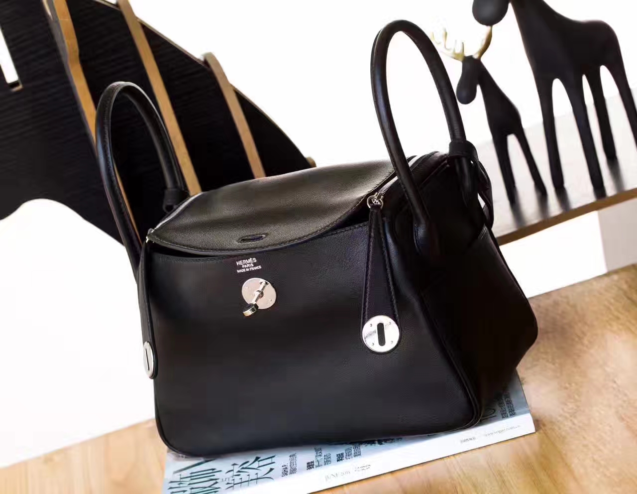 爱马仕Lindy女包 Hermes 黑色原厂swift牛皮琳迪包26cm 银扣