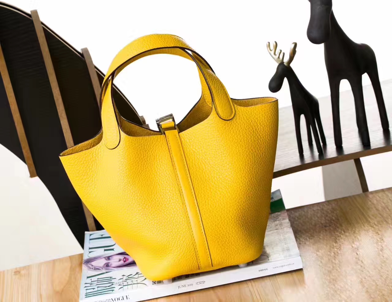 爱马仕水桶包尺寸 Hermes Picotin 22cm 9H柠檬黄原厂TC牛皮 银扣