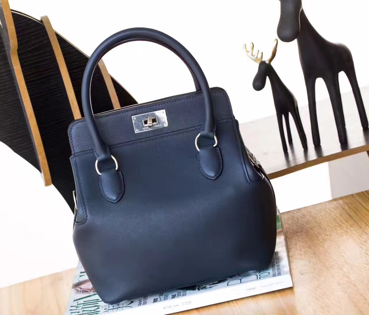 Hermes Toolbox 20cm 爱马仕CK73宝石蓝原厂swift牛皮牛奶包
