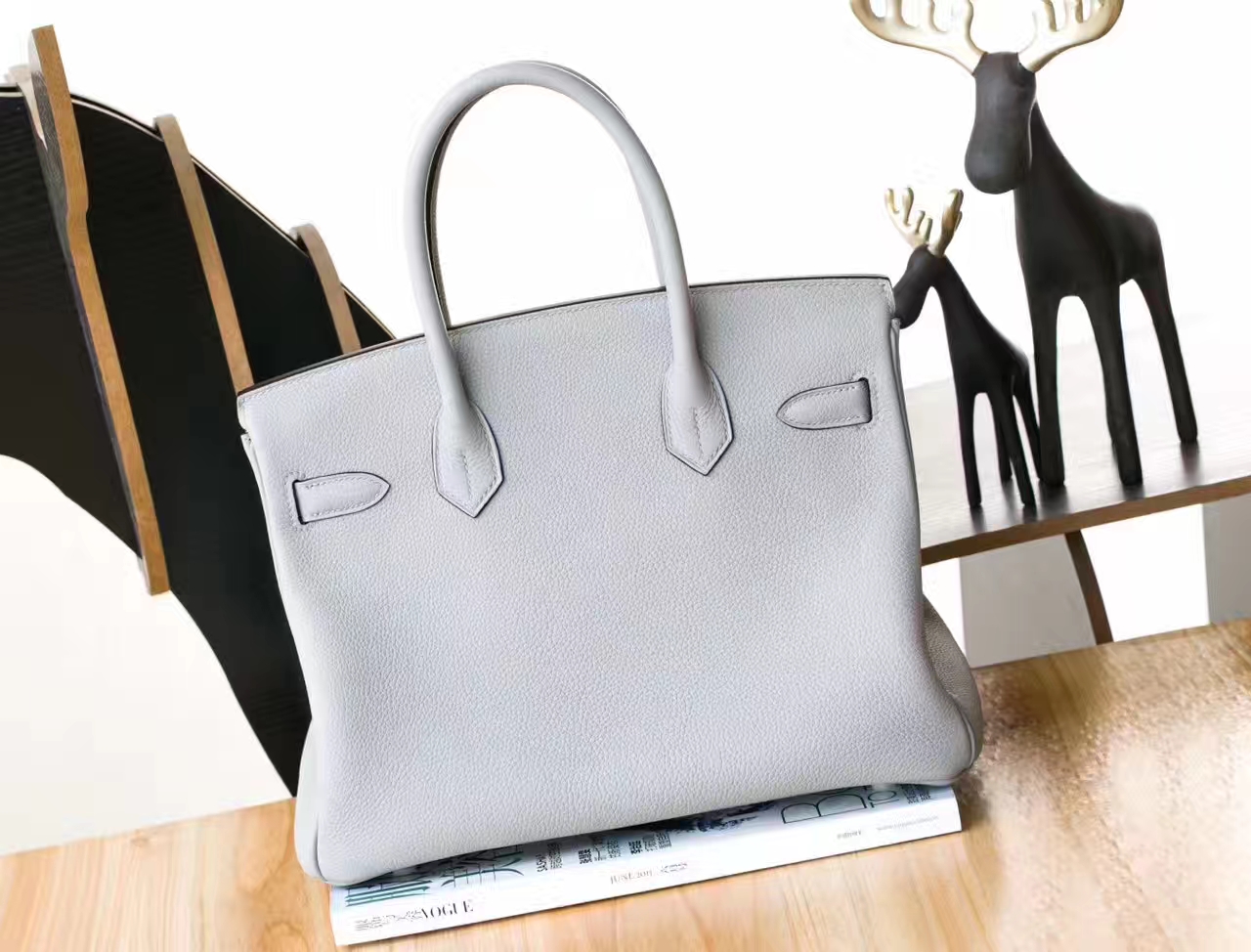 Hermes 8U冰川蓝原厂Togo牛皮 爱马仕Birkin30铂金包 金扣