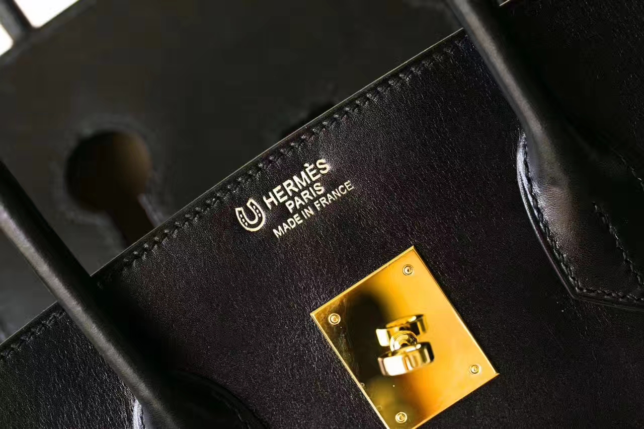爱马仕铂金包价格 Hermes Birkin 35cm黑色原厂box牛皮内拼斑鸠灰