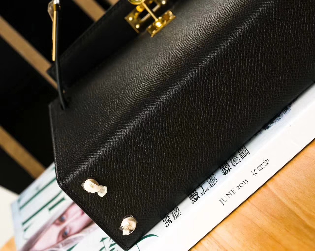 爱马仕迷你凯莉包 Hermes Minikelly2代 黑色原厂Epsom牛皮 金扣