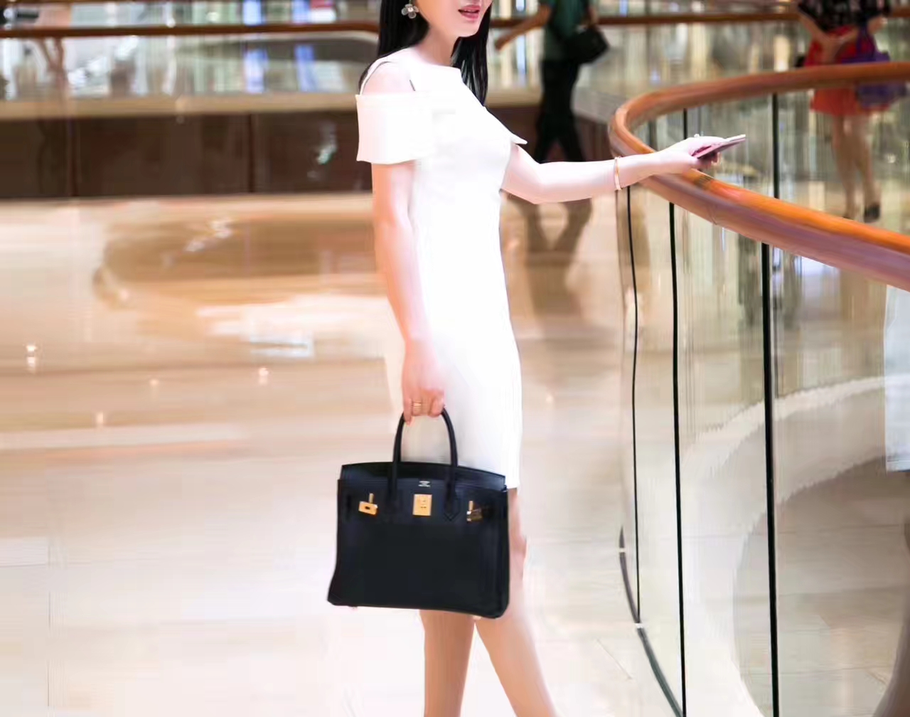 Hermes女包价格 爱马仕CK89黑色原厂togo牛皮铂金包Birkin30cm