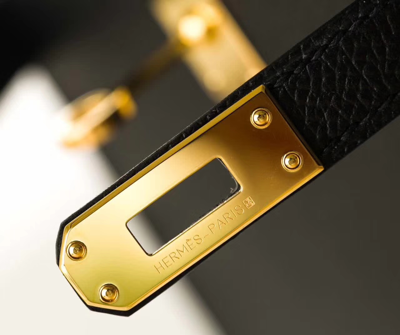 爱马仕迷你凯莉包 Hermes Minikelly2代 黑色原厂Epsom牛皮 金扣