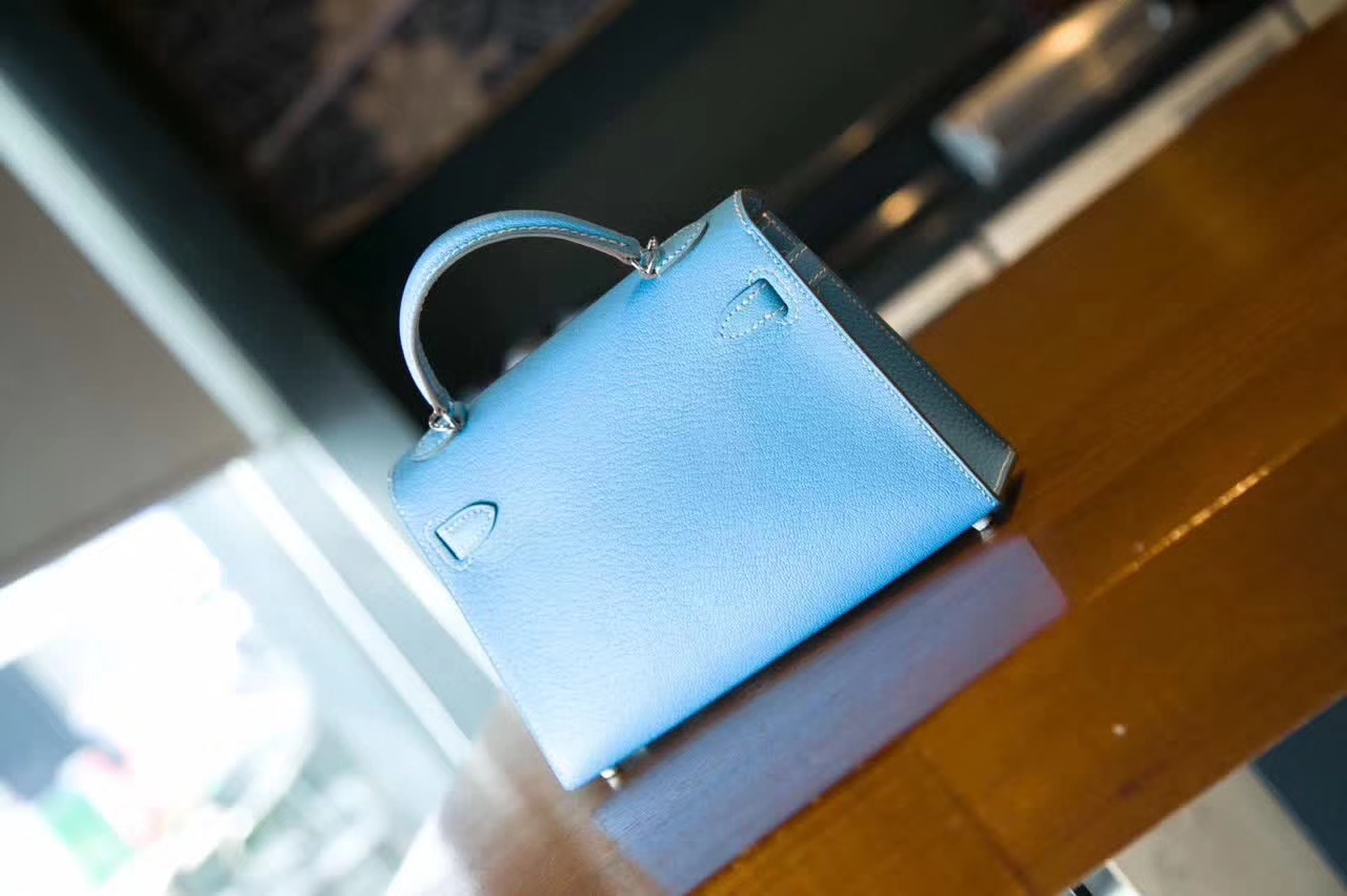 爱马仕迷你凯莉包价格 Hermes Minikelly2代 7N糖果蓝原厂山羊皮