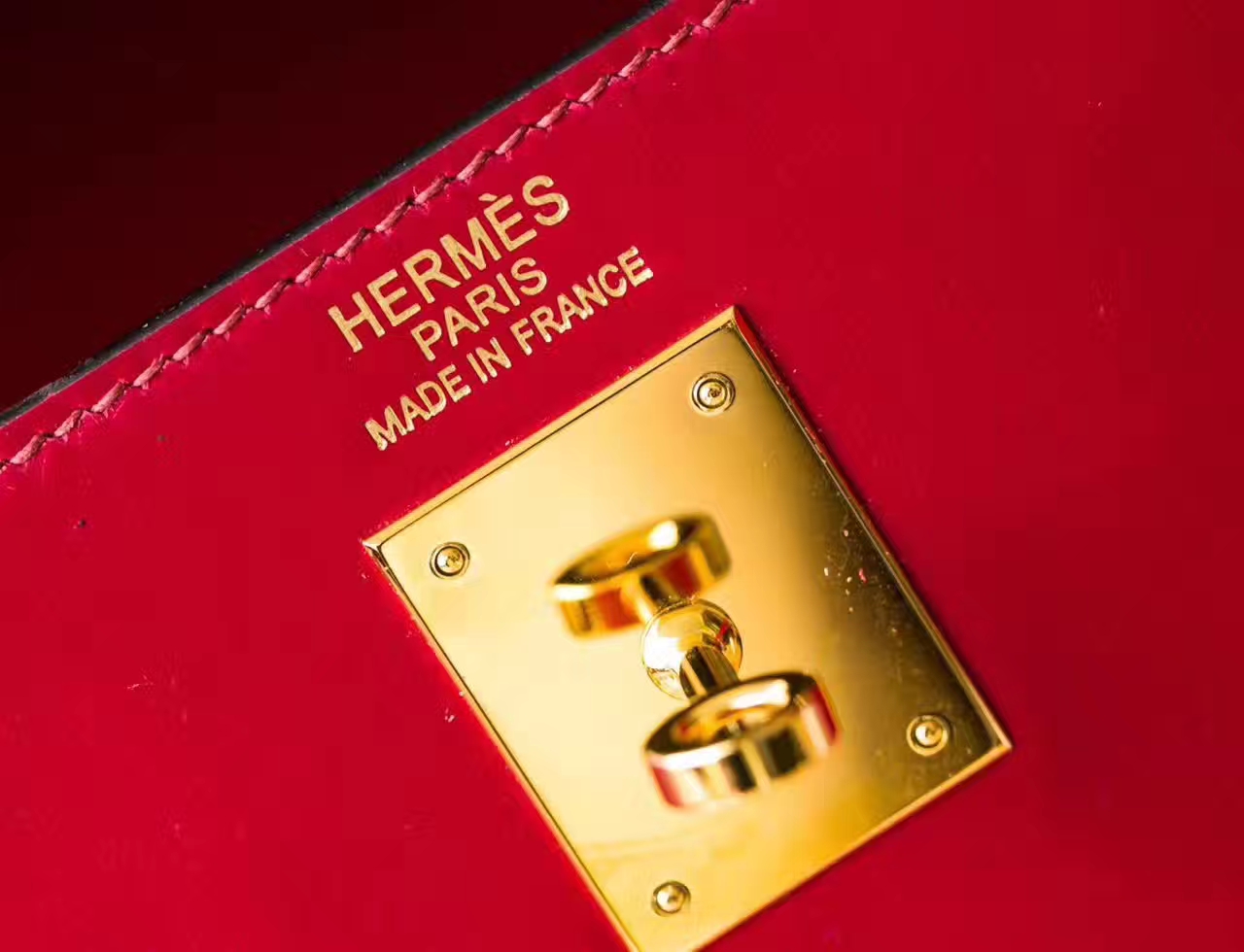 Hermes Kelly 28cm 爱马仕B5宝石红原厂box牛皮凯莉包 金扣