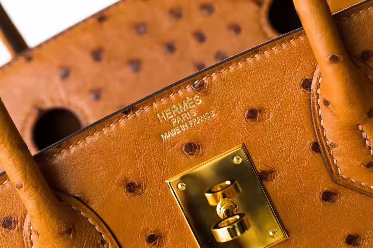 Hermes Birkin 30cm 爱马仕铂金包 CK37金色顶级鸵鸟皮