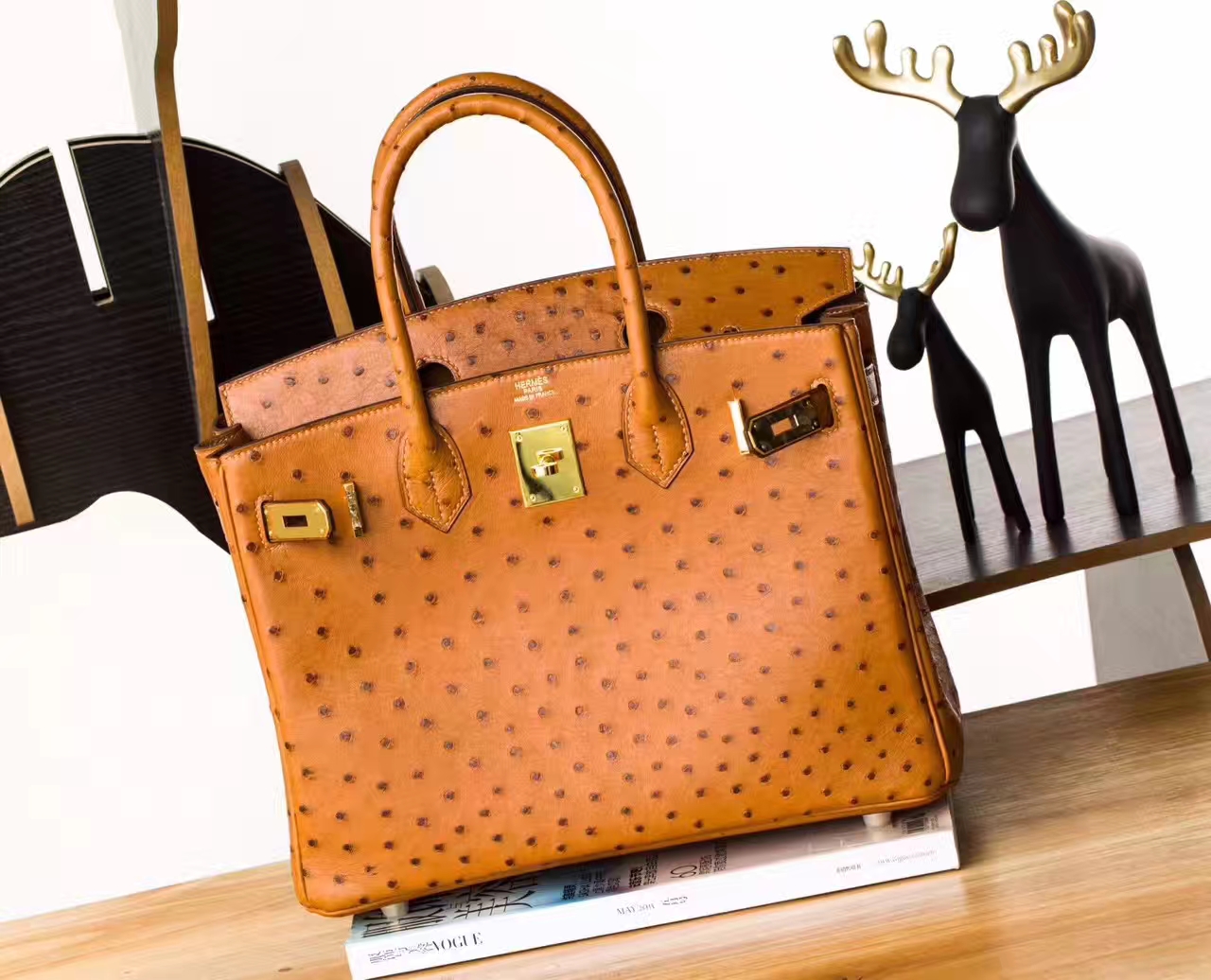 Hermes Birkin 30cm 爱马仕铂金包 CK37金色顶级鸵鸟皮