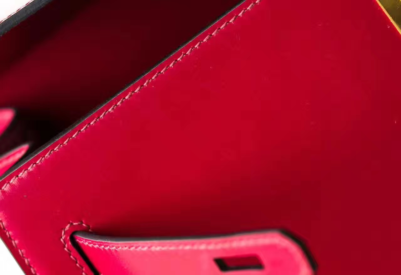 Hermes Kelly 28cm 爱马仕B5宝石红原厂box牛皮凯莉包 金扣