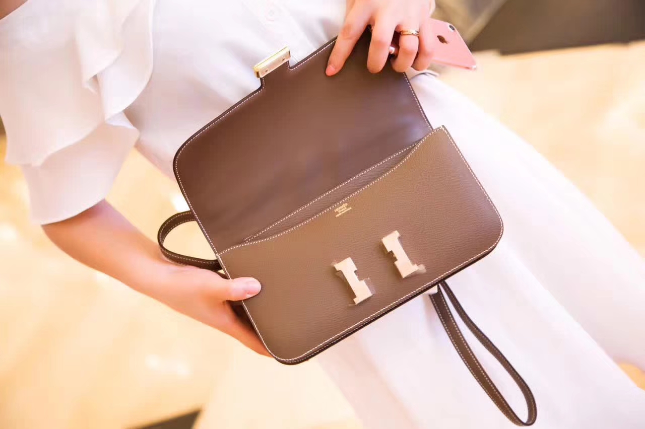 爱马仕康斯坦包 Hermes CK18大象灰Epsom牛皮空姐包Constance 26cm