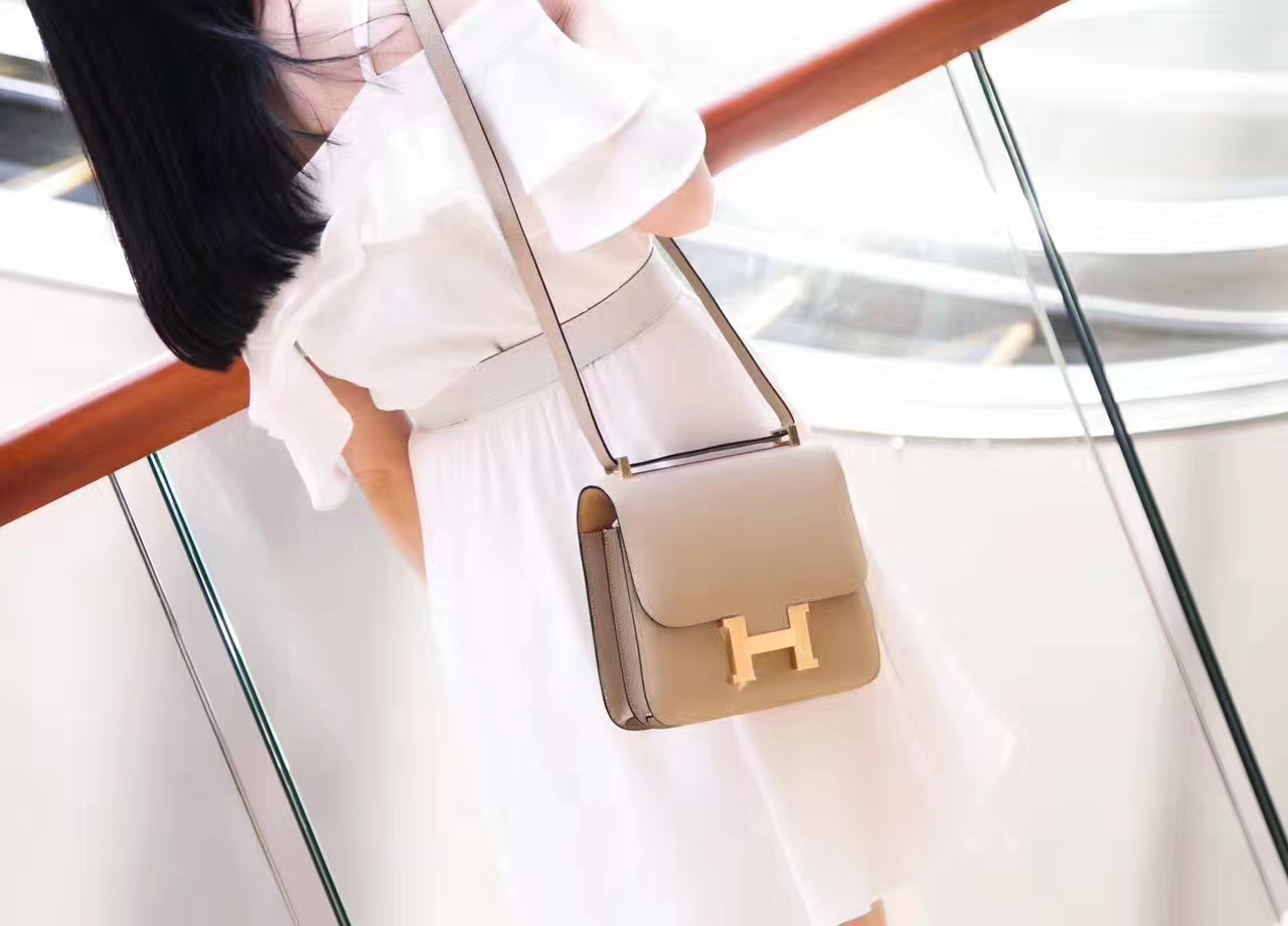 Hermes爱马仕 CK81斑鸠灰Epsom牛皮Constance康斯坦包24cm
