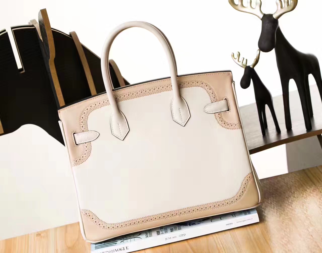 Hermes爱马仕珍珠灰拼斑鸠灰原厂Swift牛皮蕾丝铂金包Birkin30cm