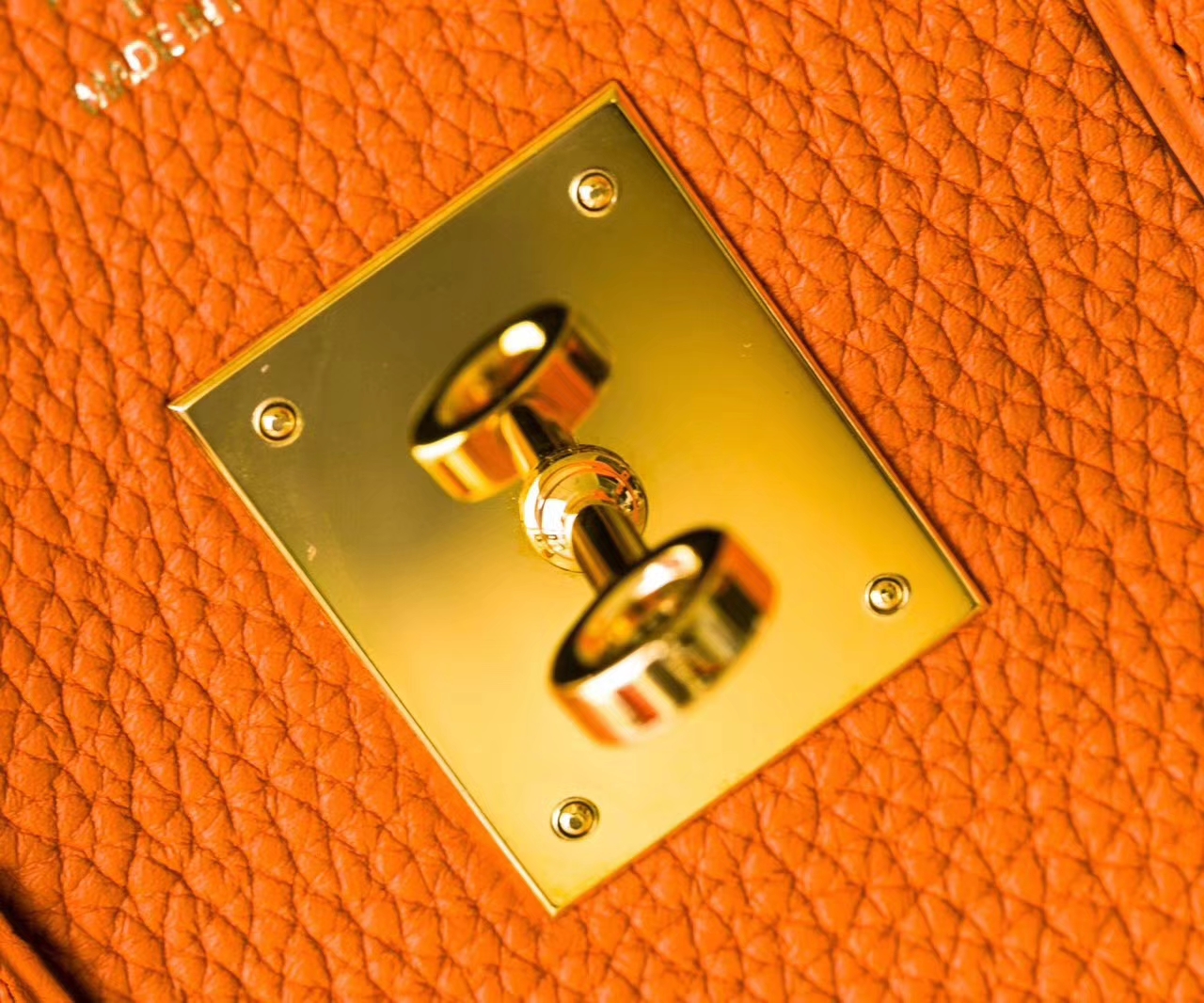 Hermes包包官网 爱马仕Birkin30铂金包 橙色原厂togo牛皮 金扣