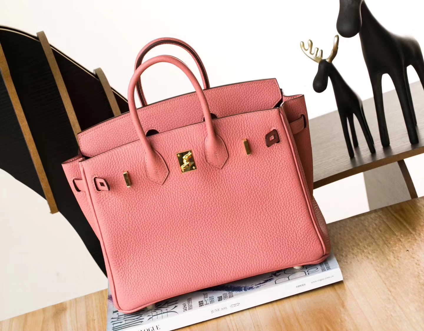 Hermes女包货源 爱马仕奶茶色顶级Togo牛皮铂金包Birkin25cm 金扣