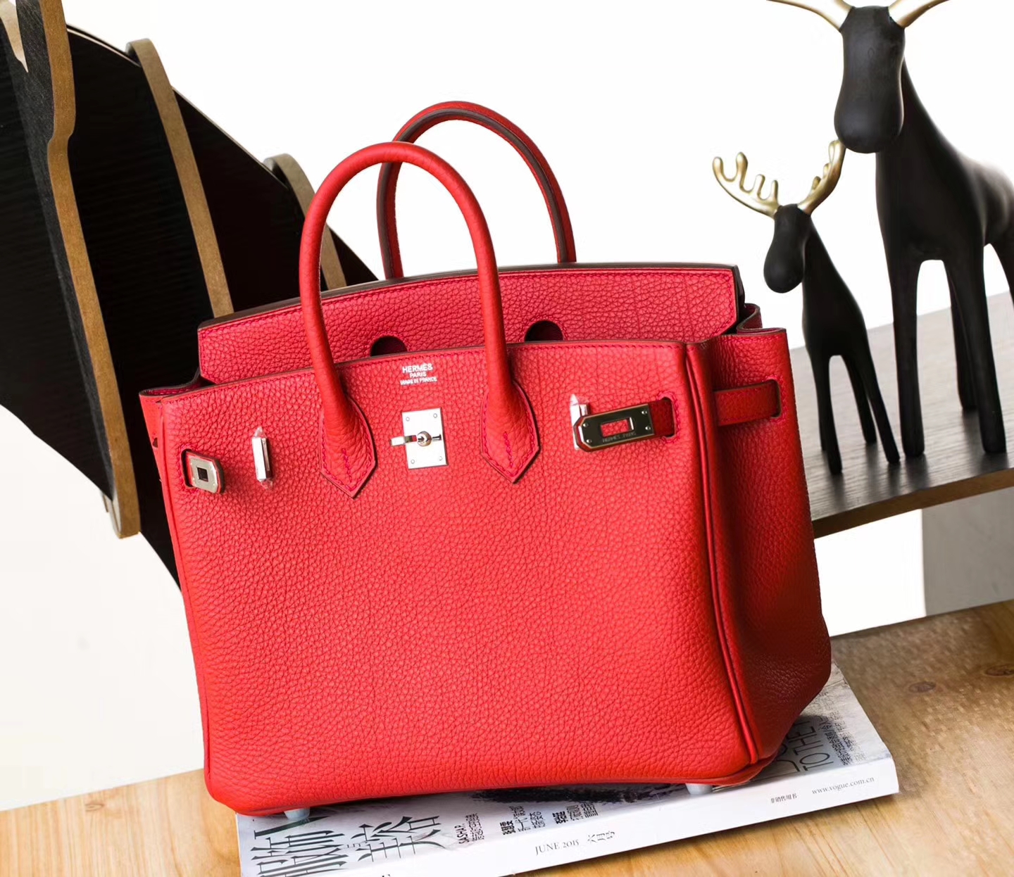 爱马仕铂金包价格 Hermes Birkin30cm Q5国旗红原厂Togo牛皮 银扣