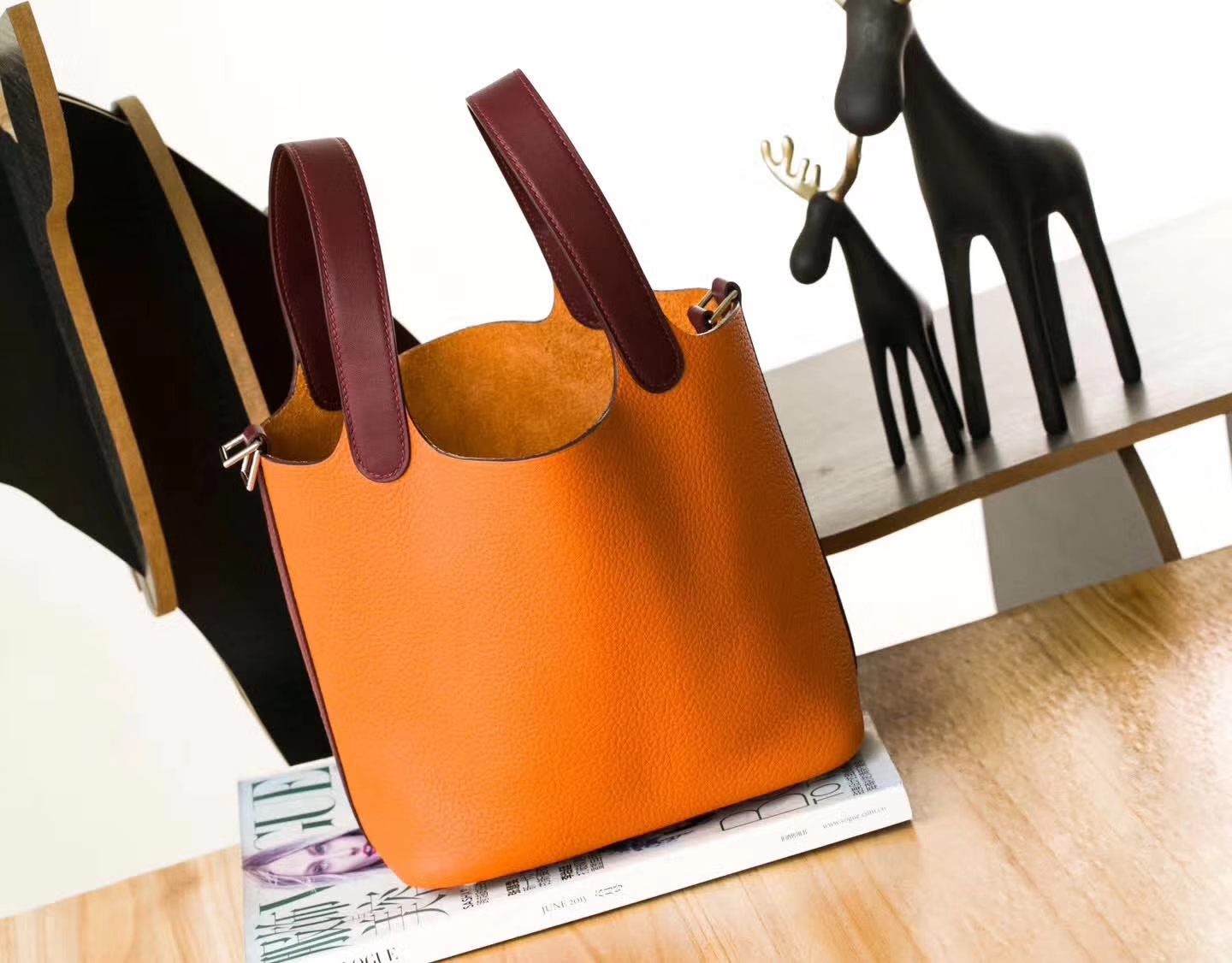 爱马仕水桶包 Hermes Picotin22cm 93橙色拼爱马仕红TC牛皮拼Swift牛皮