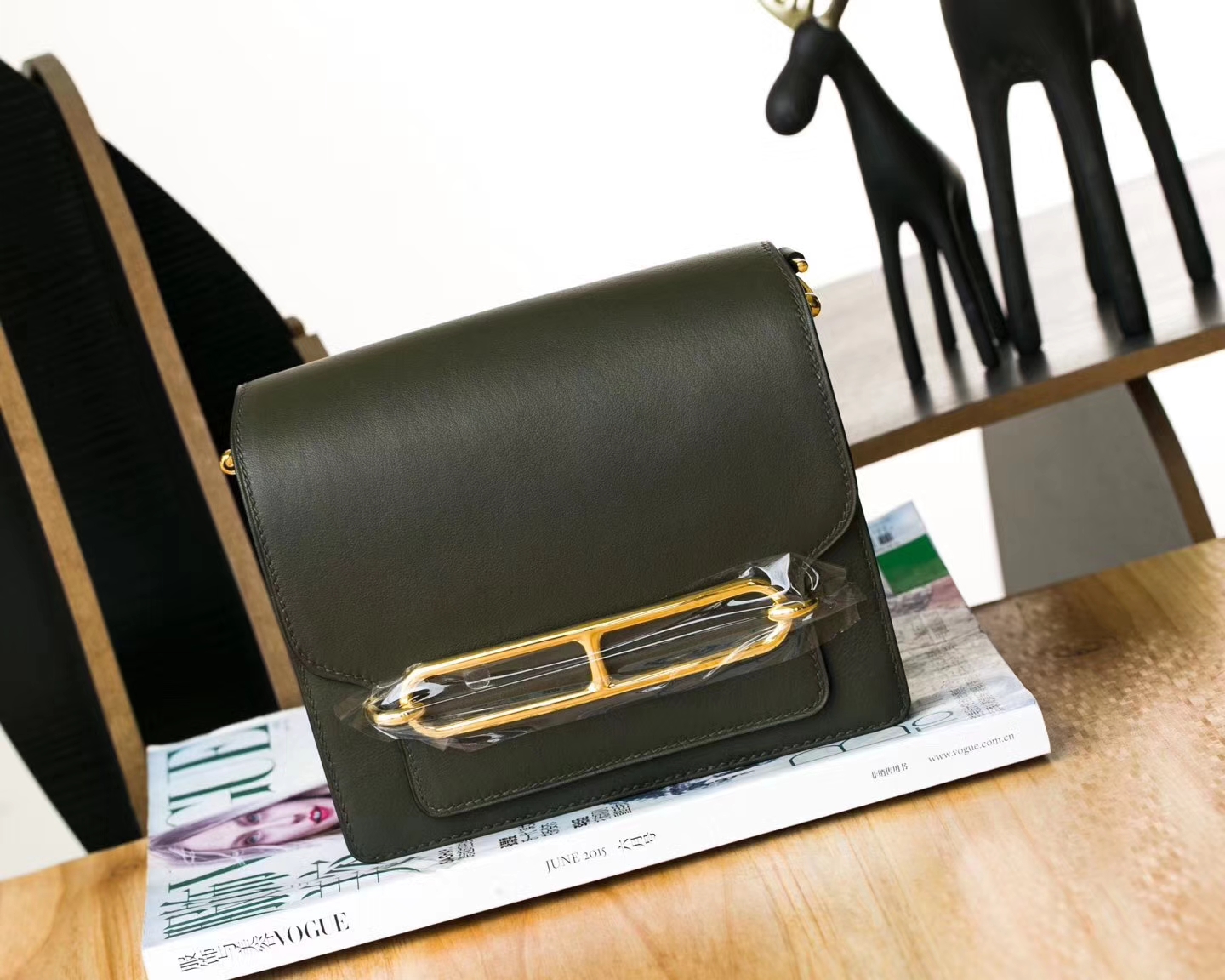 厂家直销 Hermes爱马仕英国绿Swift牛皮Roulis猪鼻子包18cm 金扣