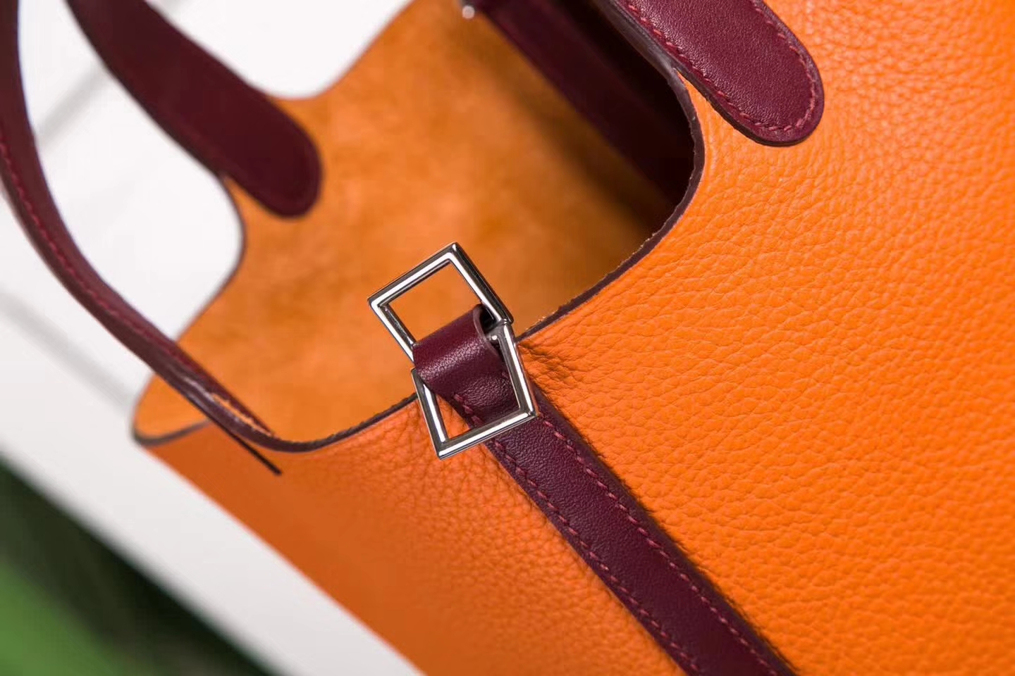 爱马仕水桶包 Hermes Picotin22cm 93橙色拼爱马仕红TC牛皮拼Swift牛皮