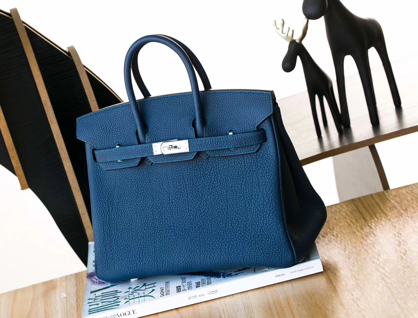 Hermes Birkin25cm 爱马仕CK73宝石蓝Togo牛皮铂金包 银扣