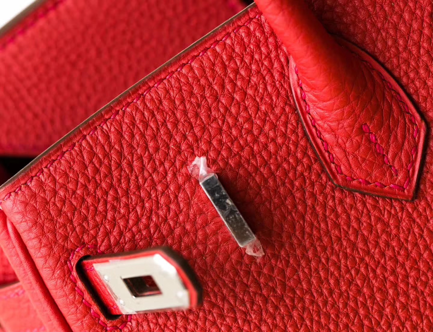 爱马仕铂金包价格 Hermes Birkin30cm Q5国旗红原厂Togo牛皮 银扣