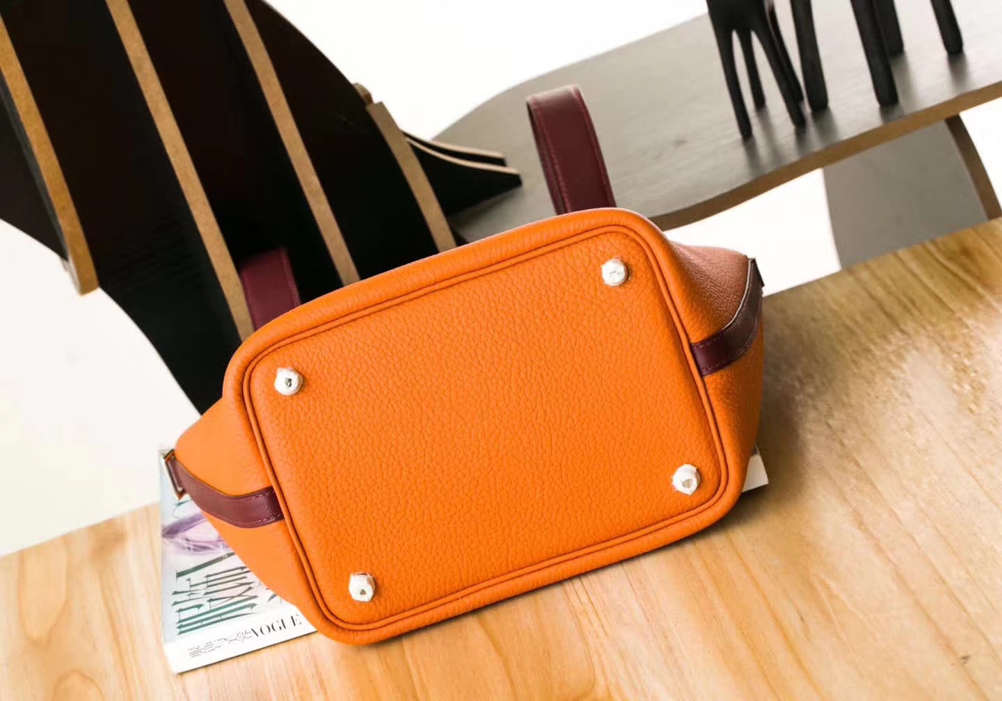爱马仕水桶包 Hermes Picotin22cm 93橙色拼爱马仕红TC牛皮拼Swift牛皮