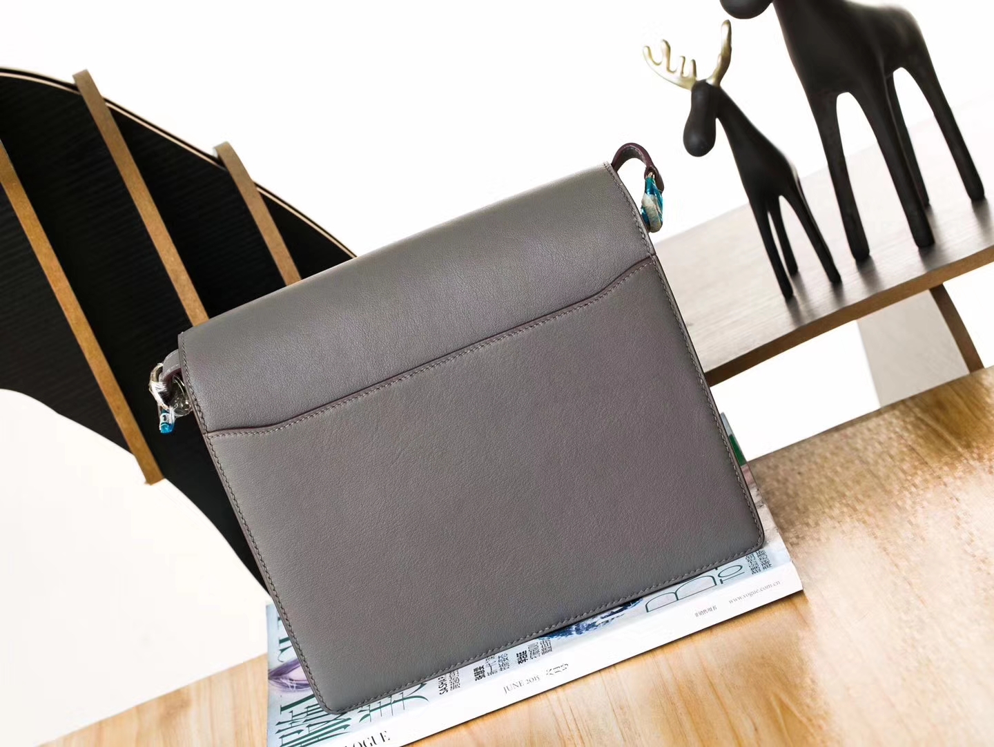 爱马仕单肩女包 Hermes 8F锡器灰Swift牛皮Roulis24cm猪鼻子包 银扣