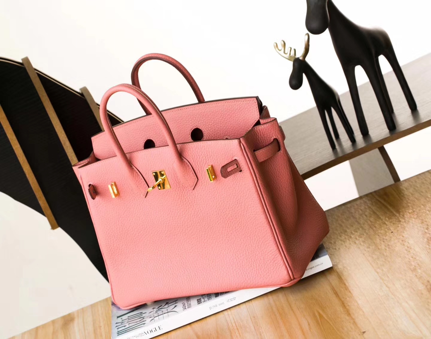 Hermes女包货源 爱马仕奶茶色顶级Togo牛皮铂金包Birkin25cm 金扣