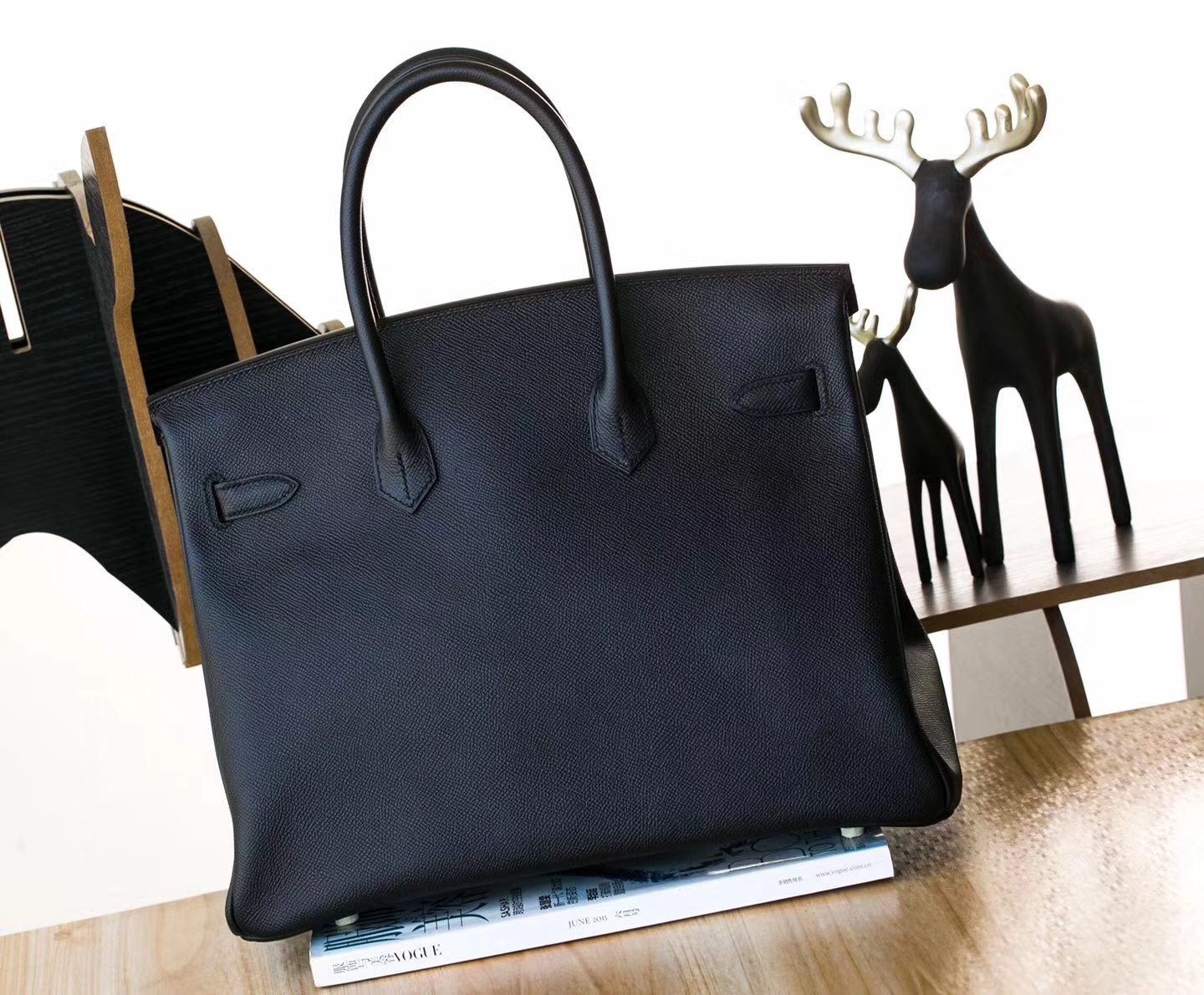爱马仕铂金包尺寸 Hermes 89黑色epsom牛皮Birkin35cm包包 金扣