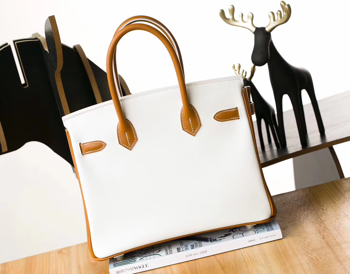 爱马仕铂金包价格 Hermes CK37金色Box牛皮拼白色Epsom牛皮Birkin30cm